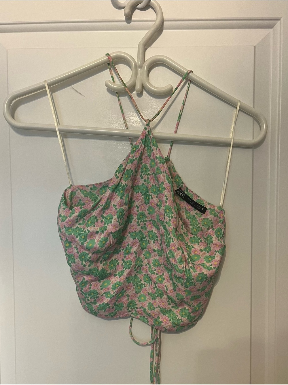 Zara Pink & Green Floral Halter Camisole